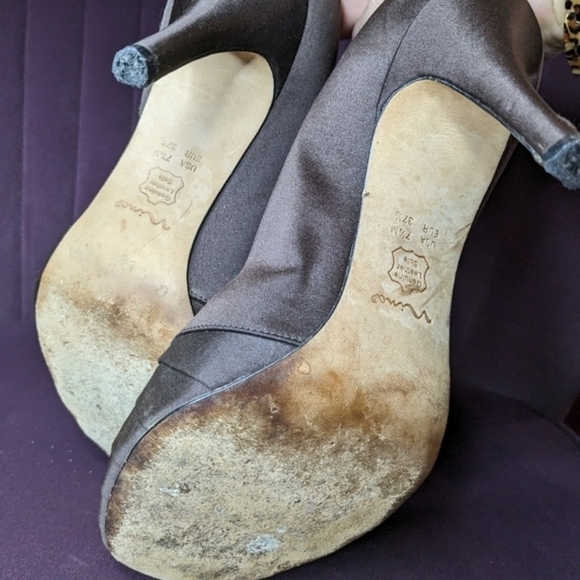 Nina Size‎ 7.5 Brown Satin Formal Heels - Picture 5 of 8
